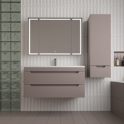 Style Line Тумба с раковиной Остин 100 подвесная тауп темный – фотография-8